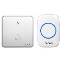 ▥ CACAZI Home Wireless Doorbell Waterproof 300M Remote 60 Chimes CR2032 Battery Transmitter Night Light Receiver US EU UK Plug