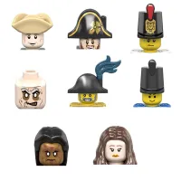 8Pcs Pirates Caribbean Mini Figured Captain Jack Mermaid Cartoon Bricks Building Blocks DIY Assembled Model for Kids