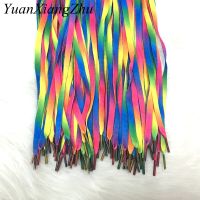 【CW】 1Pair Colorful Laces Gradient Print Flat Canvas Shoe Shoes Chromatic Shoelaces 80CM/100CM/120CM 1