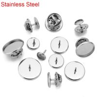 20sets 10 12 14 16 18 20 25 30 mm Stainless Steel Brooch Pins Base Bulk Cabochon Settings For Crafts DIY Jewelry Making Supplies