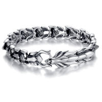 New Silver Dragon Men Bracelet Domineering Personality Trendy Retro Mens Keel Street Handmade Jewelry Accessory