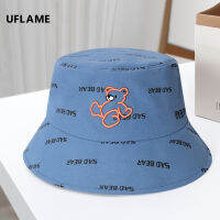 Korean Style Cute Fisherman Hat for Women Fashion Letter Print Panama Embroidered Bear HipHop Bucket Summer Outdoor Shade Bonnet