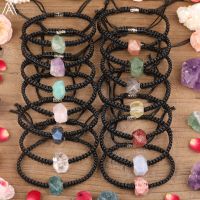 สร้อยข้อมือ Gmestones หินควอตซ์ธรรมชาติลูกปัดเดี่ยวถักปมปรับได้ Boho ผู้หญิงของขวัญสร้อยข้อมือมิตรภาพ