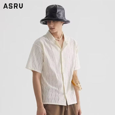 ASRV เสื้อเชิ้ตชาย เสื้อเชิ้ตผู้ชาย เสื้อเชิ้ตลำลองชาย shirts for men เชิ้ตผู้ชาย เสื้อแจ็กเก็ตแขนสั้นสำหรับผู้ชายเสื้อเสื้อแขนสั้นกลิ่นหอมขนาดเล็กตาข่ายถักแขนสั้น