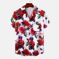 LASGO New 2023 summer short-sleeved floral shirt fashion plus size personalized mens floral short-sleeved shirt trend