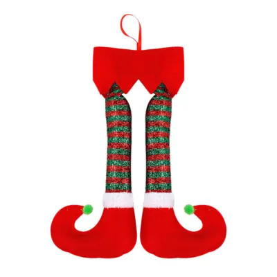 รองเท้าพวงหรีดยัดไส้ประตูแบบแขวนของขวัญคริสต์มาสซานตาเอลฟ์คริสต์มาส