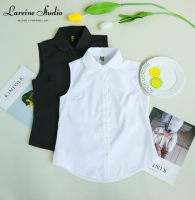 LAREINE เสื้อเชิ้ตสำหรับผู้หญิง Kemeja Tanpa Lengan ฤดูร้อนเสื้อคล้องคอเสื้อสตรีพลัสไซส์สไตล์เกาหลีสำหรับผู้หญิง