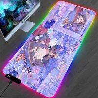 ™✜ Anime Genshin Impact Gaming RGB Large Locked MousePad Computer Mouse pad Led Backlight Otaku Surface Mause Keyboard Desk Mat LED