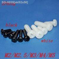 20-50pcs nylon screw M2 m2.5 m3 m4 m5 white or black Nylon Plastic insulation Phillips Cross Recessed round pan Head Screw