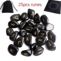 25Pcs Natural Obsidian Crystal Rune Black Runes Stone Irregular Divination Fortune-ling Healing Meditation Gift Collection