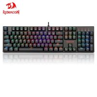 Redragon K582 Surara RGB Backlit เชิงกลนำคีย์บอร์ดเกมที่มี104ปุ่มสวิทช์สีแดงสัมผัส