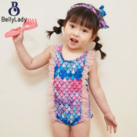 2pcs Girls Swimsuit Baby Quick Dry Mermaid One Piece Swimwear With Bowknot Headband【fast】