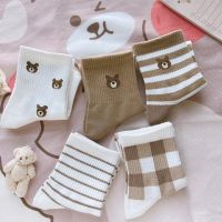 【Sock shop】5คู่/ล็อตฤดูใบไม้ผลิฤดูใบไม้ร่วงฤดูหนาวถุงเท้าผ้าฝ้ายสำหรับผู้หญิงของขวัญคริสต์มาสแฟชั่นหมีฮาราจูกุน่ารักการ์ตูนถุงเท้า