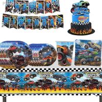 Monster Machines Anime Truck Theme Disposable Tableware Napkin Tablecloth Boys Theme Birthday Party Decor Supplies Baby Shower