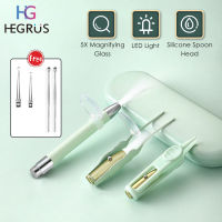 HEGRUS ไม้แคะหูเครื่องมือไฟฉาย LED 5เท่าไม้แคะหู Wax Remover Booger คลิปที่ทำความสะอาดหูแหนบหูเครื่องมือทำความสะอาดชุดพร้อมกับกล่องเก็บของไม้แคะหูสำหรับเด็กผู้ใหญ่