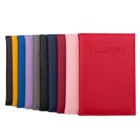 Embossed Litchi Grain Passport Holder Solid Candy Color Blank Case Soft Sponge PU Leather Passport Cover Card Holders