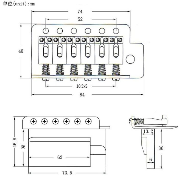 6-sts-หย่องกีต้าร์-tailpiece-สำหรับกีตาร์-strat-sq-st-สะพานเทโมโล่กีตาร์ไฟฟ้าอุปกรณ์เสริมกีตาร์มาตรฐาน