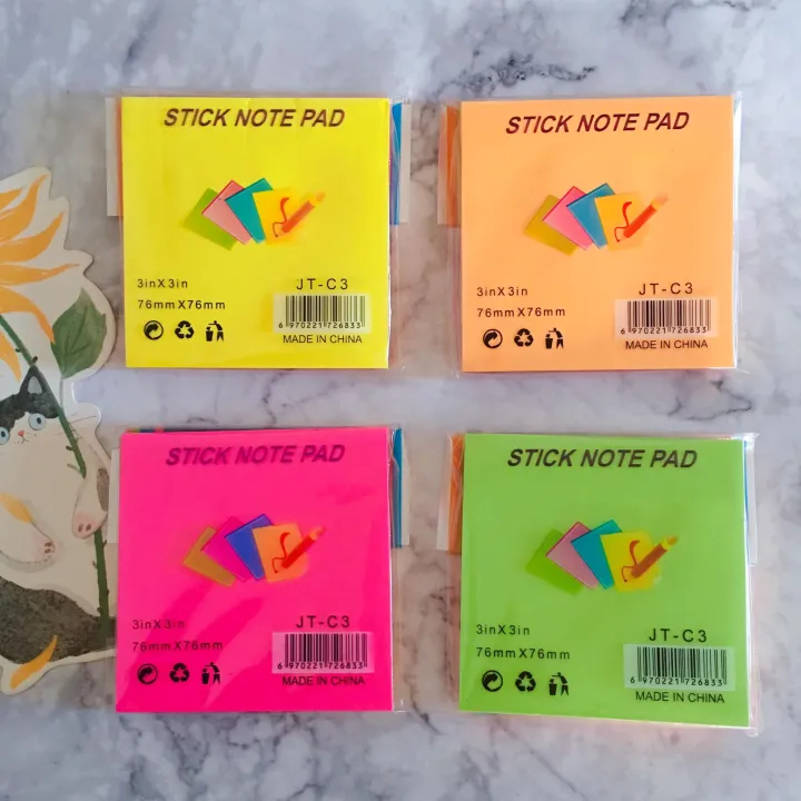 Square Neon Color Sticky Notes Notepad - 100 Sheets | Lazada PH