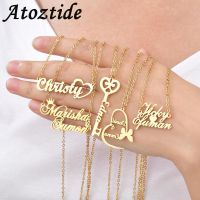 Atoztide Custom Letter Necklaces Personalized Jewelry Chain Pendant Name Gold Color Necklace for Women Stainless Steel Gifts