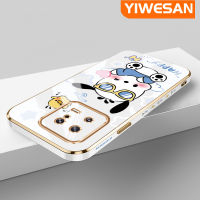 YIWESAN เคสสำหรับ Xiaomi 13 Pro ลายการ์ตูนน่ารัก Pochacco ใหม่สี่เหลี่ยมสุดหรูชุบเคสมือถือกรอบซิลิโคนกันกระแทกฝาปิดเลนส์เต็มรูปแบบเคสนิ่มป้องกันกล้อง