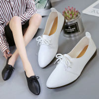 ขนาดใหญ่ขนาด33- 42ผู้หญิง Oxfords รองเท้าสิทธิบัตรอังกฤษหนังแฟลตสบายๆลูกไม้ขึ้นสีดำสีขาวรองเท้าไม่มีส้นรองเท้าผู้หญิง