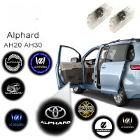 XINFAN ไฟ LED ติดประตูรถยนต์สำหรับโตโยต้า Alphard AH20โปรเจคเตอร์แสงโลโก้ AH30 2ชิ้นอุปกรณ์ตกแต่งรถของแท้หลอดไฟภายในอาคารผี