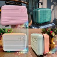 Starbuck Mini กระเป๋าเดินทางสติกเกอร์สีขาวสีชมพูสีเขียว Macaron Portable Small Carrying Case