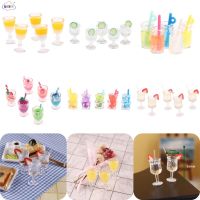 ﹉ 5Pcs 1/6 1/12 Dollhouse Miniature Fruit Juice Wine Glass Drink Cup Model Dolls Kitchen Food Decoration Accessories Toys