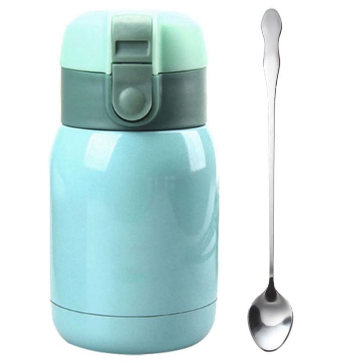 10-inch-stainless-steel-tableware-long-handle-scoop-teaspoon-amp-stainless-steel-big-belly-thermos-bottle-sky-blue-200ml