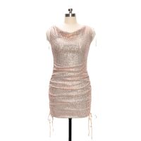 Glitter dress ชุดเดรสกลิตเตอร์ สีเมทัลลิก สีทอง พลัสไซซ์ สําหรับปาร์ตี้ค็อกเทล AIXIN