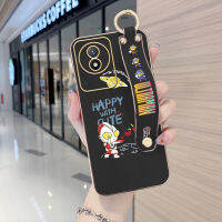 Case4you สำหรับ Vivo Y02T Y02A พร้อมสายรัดข้อมือขอบสี่เหลี่ยมนิ่มลายการ์ตูนอุลตร้าแมนปลอกชุบเคสโทรศัพท์ชุบหรูหราเคสโทรศัพท์นิ่ม