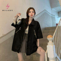 HILADY เสื้อผู้หญิงแขนสั้นแบบหลวมผู้หญิงอเนกประสงค์ลำลองฤดูใบไม้ร่วง