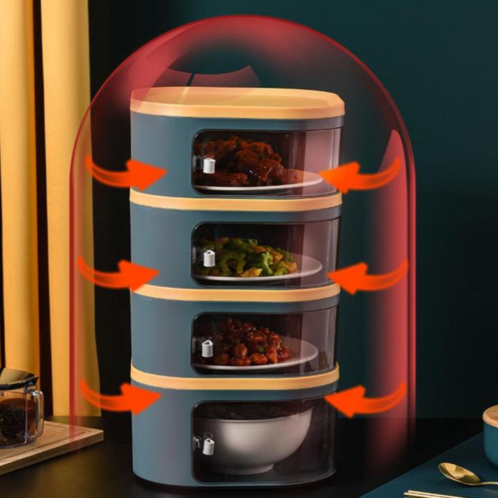 kitchen-stackable-food-insulation-cover-dish-organizer-cabinet-box-dust-proof-spices-rack-temperature-keeping-plate-holder-shelf