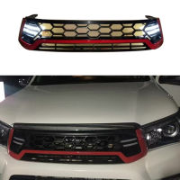 คุณภาพสูง ABS ด้านหน้า Grille พร้อม LED Grille สำหรับ HILUX Revo 2015 2016 2017 2018 Grill อุปกรณ์จัดแต่งทรงผม