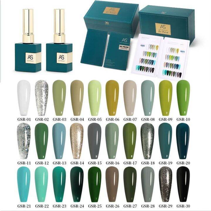 elecoul-เจลทาเล็บ30สีขวดสีเขียว-สีทึบกากเพชรใสสีนู้ดเจลคงทนไม่ติดเล็บลอกออก-uv-led-เจลทาเล็บแช่เล็บศิลปะ