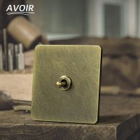 Avoir Bronze Vintage Toggle Switch 2 Way Brass Lever Wall Light Switch Electric Power Socket With Usb French EU UK Standard Plug Push Button