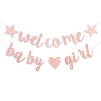 【CC】 Baby Shower Decoration Pink Five-pointed Star Glitter Garland