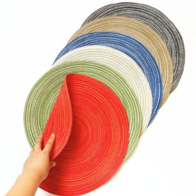 30cm Cotton Yarn Placemat Fabric Woven Round Heat Insulation Pad Western Placemat Anti-scalding Coaster Bowl Table Mat Pot