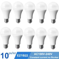 10ชิ้น/ล็อตโคมไฟหลอดไฟ LED E27ไฟ LED B22โคมไฟห้องนอนไฟอ่านหนังสือไฟ6W 9W 12W 15W 18W AC110V 220V สีขาวเย็นอบอุ่น