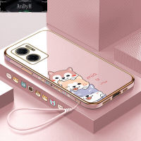 AnDyH Casing Case For Xiaomi Redmi 10 5G Note 11E 5G Redmi 10 Prime+ 5G Case Fashion Cute Cartoon Dogs Luxury Chrome Plated Soft TPU Square Phone Case Full Cover Camera Protection Anti Gores Rubber Cases For Girls