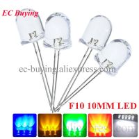 10pcs F10 10mm LED 5 Colors Red Blue Yellow Green White Transparent 20mA 0.75W Ultra Bright Round LED Light Emitting Diode Lamp Colanders Food Straine