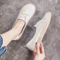 Ready Stock shoes shallow mouth white shoes female summer wild air breathable soft leather soft bottom one foot