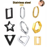 2PCS Titanium Steel Piercing Earrings Punk Style Polygon Stud Earrings For Men Women Kpop Cool Charms Earrings Statement Jewelry