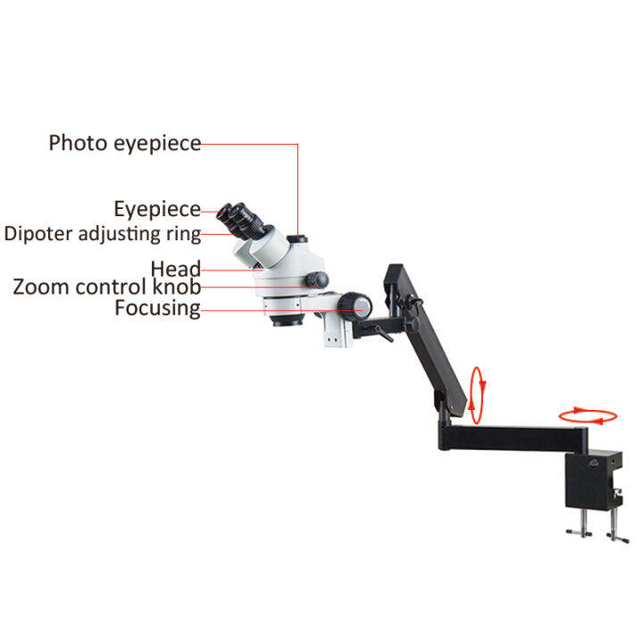 yizhan-7x-45x-อุตสาหกรรมกล้องจุลทรรศน์สเตอริโอ-trinocular-articulating-arm-pillar-clamp-zoom-38mp-hdmi-กล้องวิดีโอของขวัญ-led-light