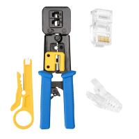 1Set Through Hole Crystal Head Sheath Network Tool Wire Stripper Tool Steel + PP