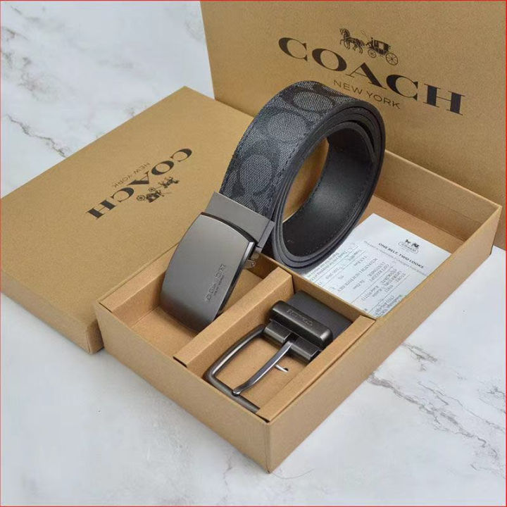 Original Coach Belts Men Fashion Belt Double Buckle Gift Box Belt