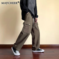 MAYCHEER  กางเกงคาร์โก้แบบหลวมลำลองผู้ชายหล่อมีสไตล์กางเกงสะดวกสบายและระบายอากาศ