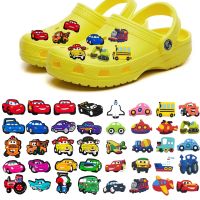 jibz 1pcs cute cars croc shoes charms Cartoon vehicle Sandals Accessories for clogs Decorations boy kids gifts