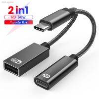 อะแดปเตอร์ USB Hjghfhf 2-In-1 C-Type 3.0พอร์ตที่มี60W ชาร์จและส่งข้อมูลเหมาะสำหรับ