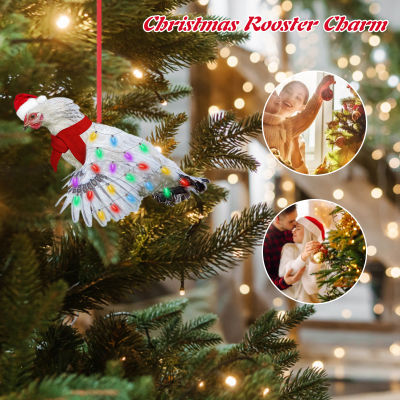 Chrismas Tree Rooster จี้ประณีตไก่เครื่องประดับคริสต์มาสของขวัญ Xmas ไก่จี้ Charms Xmas ต้นไม้แขวน Decor